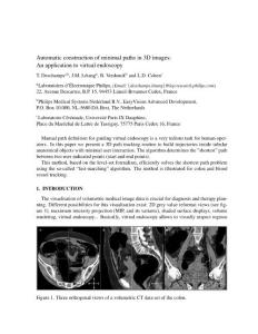 Automatic construction of minimal paths in 3D images An application to virtual endoscopy