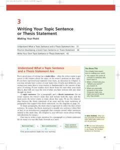 Writing Your Topic Sentence or Thesis Statement