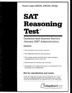SAT Reasoning Text  真题
