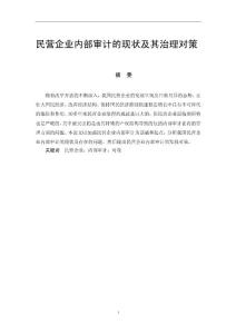民營企業(yè)內(nèi)部審計的現(xiàn)狀及其治理對策   畢業(yè)論文正