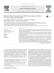 Quality of life and clinical outcome after thyroid surgery in children A 13 years single center experience