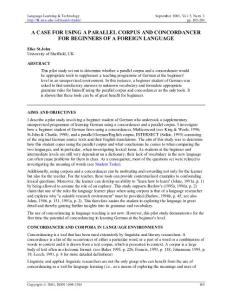 A CASE FOR USING A PARALLEL CORPUS AND …