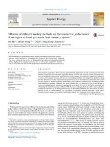 Influence of different cooling methods on thermoelectric performance of an engine exhaust gas waste heat recovery system