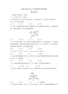 【精品免费】 2009届辽阳九中九年级教学质量检测 数学试卷