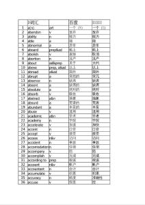 2015年江蘇省高考英語考試說明詞匯表中英對照表
