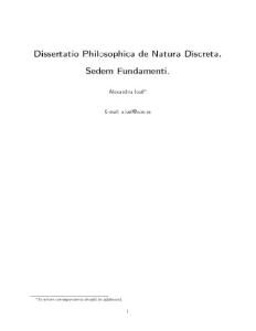 Dissertatio Philosophica de Natura Discreta. Sedem Fundamenti.…