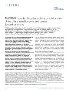 ncb3273-TMEM107 recruits ciliopathy proteins to subdomains of the ciliary transition zone and causes Joubert syndrome
