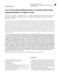 cr2015150a-Loss of 5-hydroxymethylcytosine is linked to gene body hypermethylation in kidney cancer