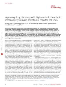 nbt.3419-Improving drug discovery with high-content phenotypic screens by systematic selection of reporter cell lines