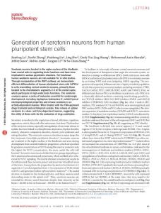nbt.3435-Generation of serotonin neurons from human pluripotent stem cells