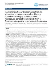 In vitro fertilisation with recombinant follicle stimulating…