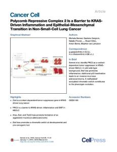 cancer cell-2016-Polycomb Repressive Complex 2 Is a Barrier to KRAS-Driven Inflammation and Epithelial-Mesenchymal Transition in Non-Small-Cell Lung Cancer