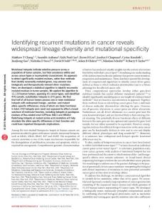 nbt.3391-Identifying recurrent mutations in cancer reveals widespread lineage diversity and mutational specificity