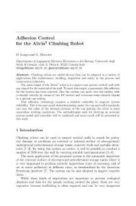 Adhesion Control for the Alicia3 Climbing Robot
