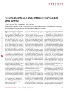 nbt.3470-Persistent confusion and controversy surrounding gene patents