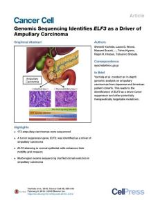 Cancer Cell-2016-Genomic Sequencing Identifies ELF3 as a Driver of Ampullary Carcinoma
