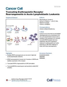 Cancer Cell-2016-Truncating Erythropoietin Receptor Rearrangements in Acute Lymphoblastic Leukemia