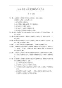 2016年公司绩效管理与考核办法