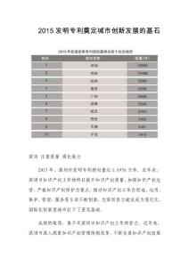 2015發(fā)明專利 奠定城市創(chuàng)新發(fā)展的基石