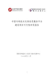 中國專利技術交易息服務平臺建設項目可行性研究報告