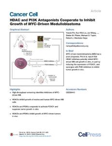 Cancer Cell-2016-HDAC and PI3K Antagonists Cooperate to Inhibit Growth of MYC-Driven Medulloblastoma