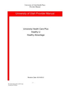 Provider Manual 03.16.2012 - University of Utah …