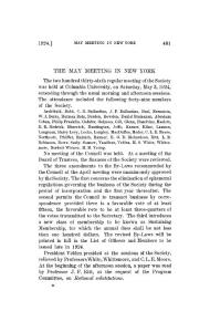 THE MAY MEETING IN NEW YORK - American Mathematical Society