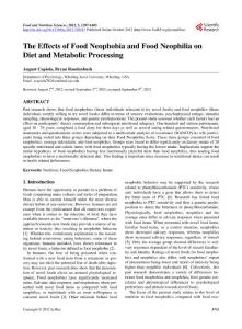 The Effects of Food Neophobia and Food Neophilia on Diet and Metabolic Processing