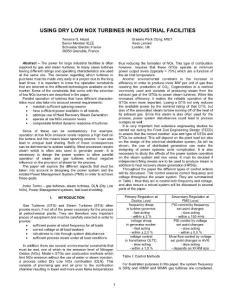 USING DRY LOW NOX TURBINES IN INDUSTRIAL FACILITIES