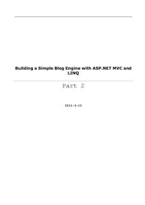 Building a Simple Blog Engine with ASP.NET MVC and LINQ - Part 2