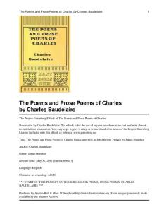 the poems and prose poems of charles baudelaire