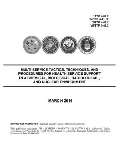 ATP 4-02.7. Multi-Service Tactics, Techniques and Procedures for Health Service Support in a Chemical, Biological, Radiological, and Nuclear Environment