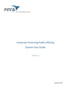 Corporate Financing Public Offering System User Guide