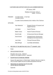 CUSTOMER AND SUPPORT SERVICES LEAD MEMBER …