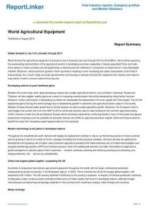World Agricultural Equipment -Download this market research