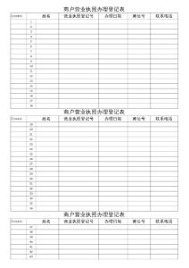 商戶營業執照辦理登記表