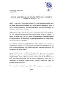 FOR IMMEDIATE RELEASE