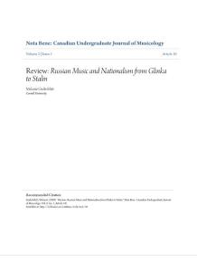 review russian music and nationalism from glinka to stalin:从格林卡到斯大林的俄罗斯音乐与民族主义