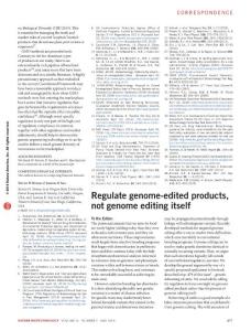 nbt.3566-Regulate genome-edited products, not genome editing itself