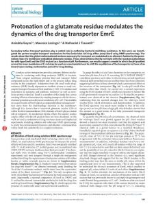 nchembio.1999-Protonation of a glutamate residue modulates the dynamics of the drug transporter EmrE