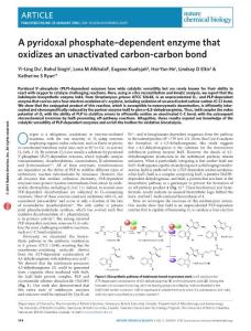 nchembio.2009-A pyridoxal phosphate–dependent enzyme that oxidizes an unactivated carbon-carbon bond