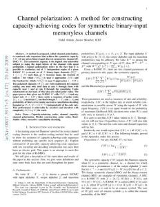 Channel polarization:A method for constructing capacity-achieving codes for symmetric binary-input memoryless channels