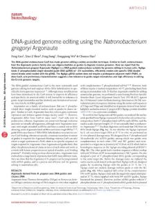 nbt.3547-DNA-guided genome editing using the Natronobacterium gregoryi Argonaute