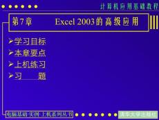 计算机应用基础教程课件：第07课 Excel 2003的高级应用