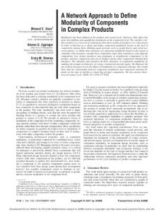 A network approach to define modularity of components in complex products