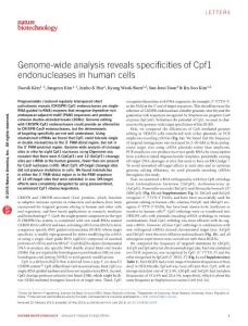 nbt.3609-Genome-wide analysis reveals specificities of Cpf1 endonucleases in human cells