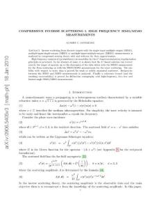 Compressive Inverse Scattering I. High Frequency SIMO Measurements