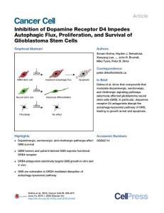 Cancer Cell-2016-Inhibition of Dopamine Receptor D4 Impedes Autophagic Flux, Proliferation, and Survival of Glioblastoma Stem Cells