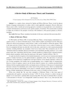 A Review Study of Relevance Theory and Translation