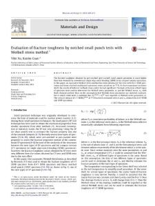Evaluation of fracture toughness by notched small punch tests with Weibull stress method
